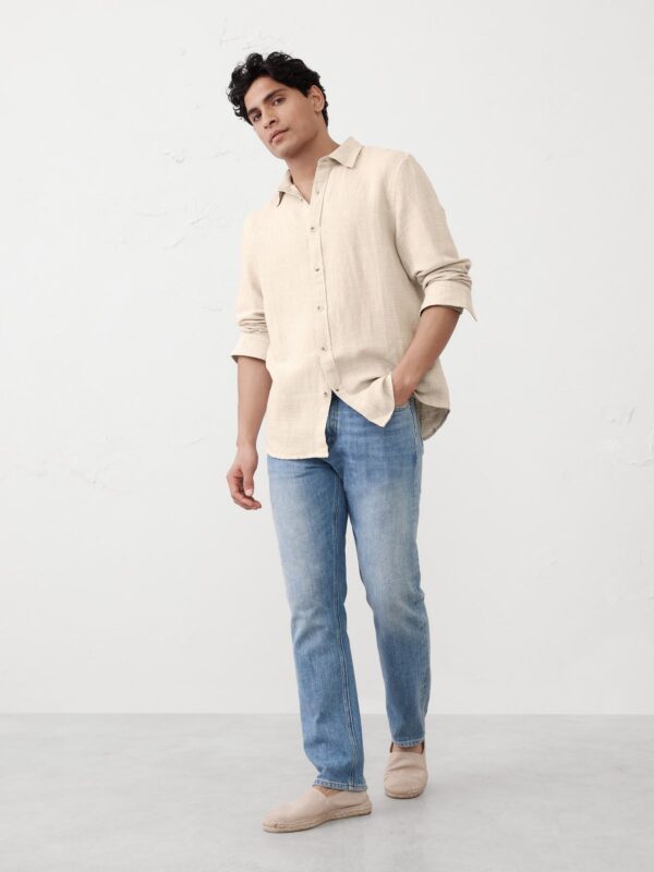 Beige Linen Shirt Everyday White
